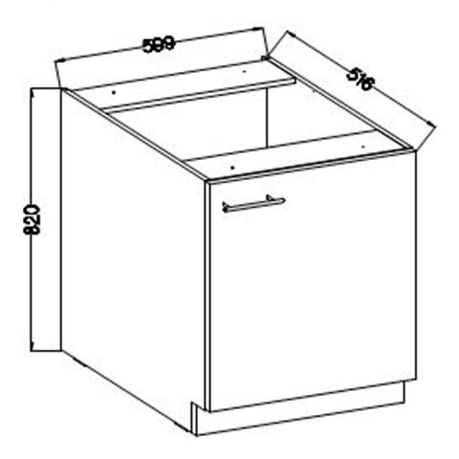 Konyhaszekrény Lara 60d 1f Bb Mdf Fehér fényes