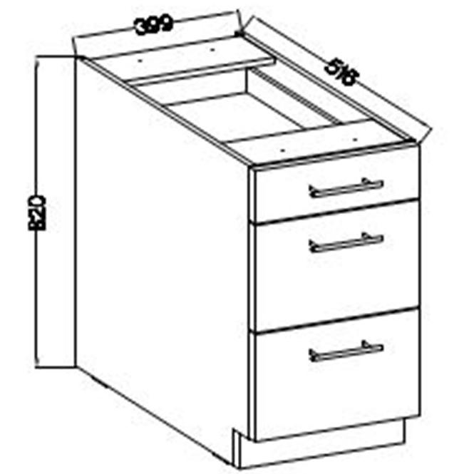 Konyhaszekrény Lara 40d 3s Bb Mdf Fehér fényes,2