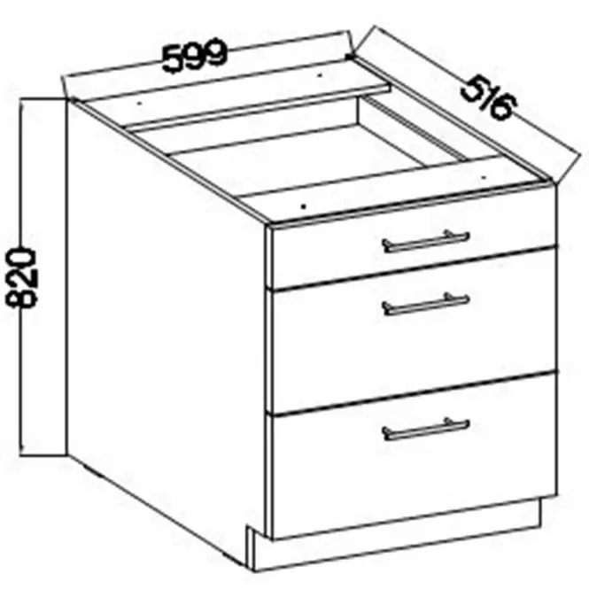 Konyhaszekrény Lara 60d 3s Bb Mdf Fehér fényes
