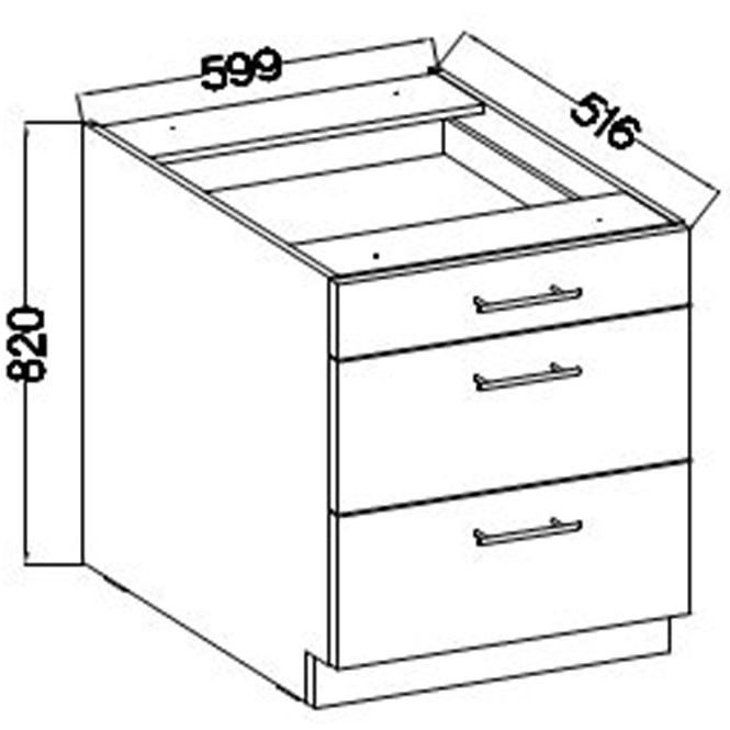 Konyhaszekrény Lara 60d 3s Bb Mdf Fehér fényes
