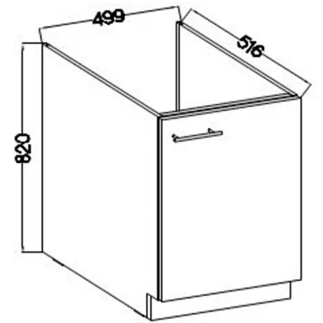 Konyhaszekrény Lara 50zl 1f Bb Mdf Fehér fényes