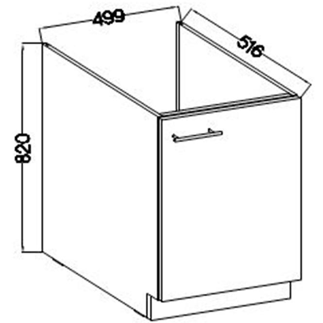 Konyhaszekrény Lara 50zl 1f Bb Mdf Fehér fényes