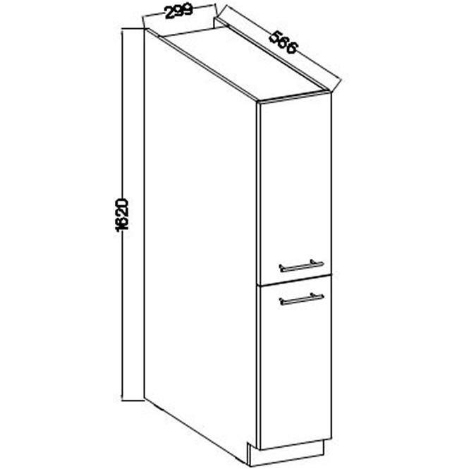 Konyhaszekrény Lara 30dk-162 Cargo 1f Bb Mdf Fehér fényes