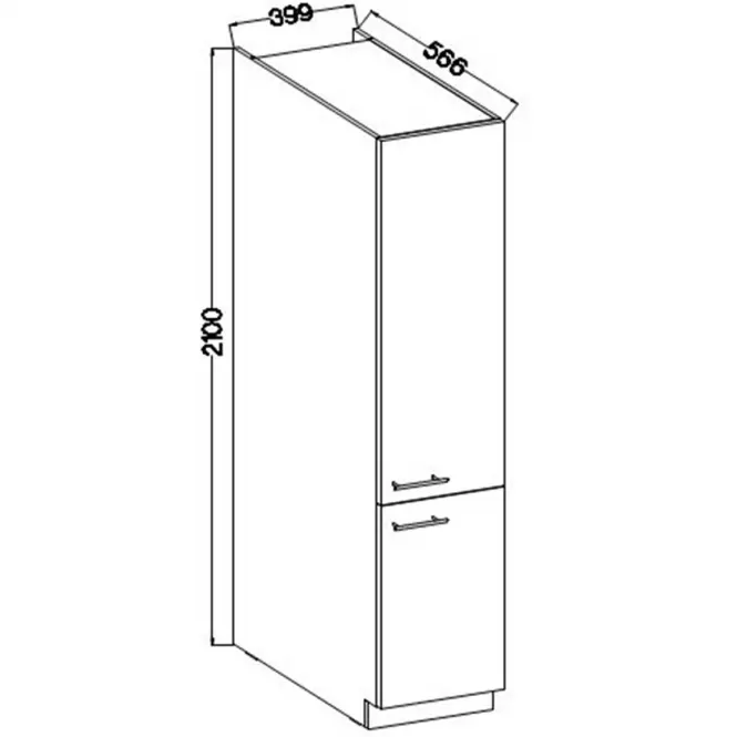 Konyhaszekrény Lara 40dk-210 2f Bb Mdf Fehér fényes