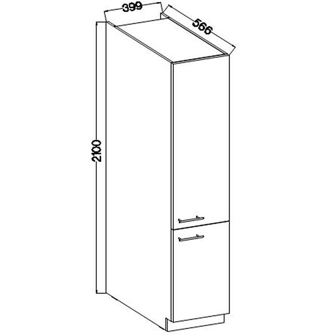 Konyhaszekrény Lara 40dk-210 2f Bb Mdf Fehér fényes