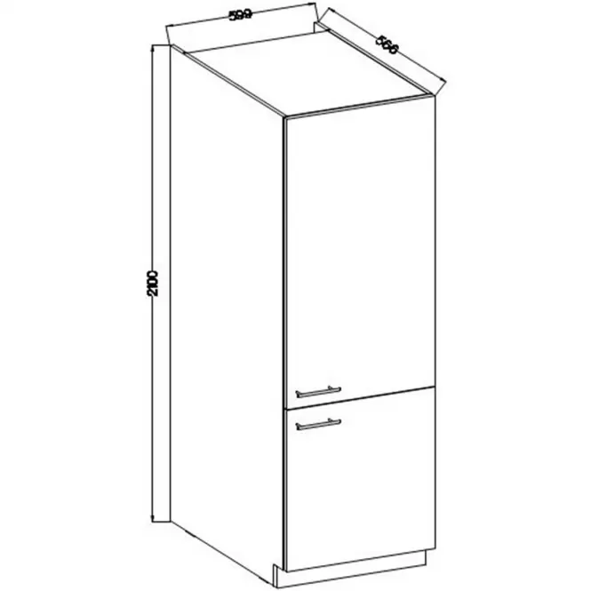 Konyhaszekrény Lara 60dk-210 2f Bb Mdf Fehér fényes