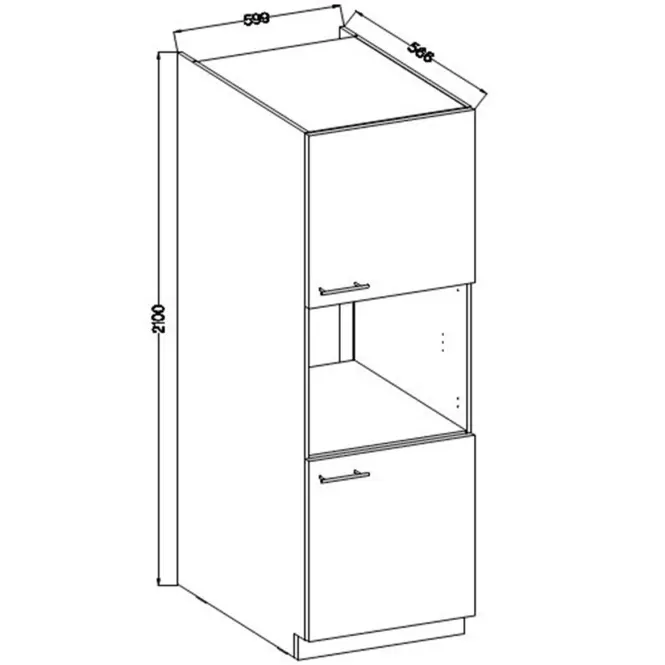 Konyhaszekrény Lara 60dp-210 2f Bb Mdf Fehér fényes,2