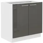 Konyhaszekrény Lara 80zl 2f Bb Mdf szürke fényes