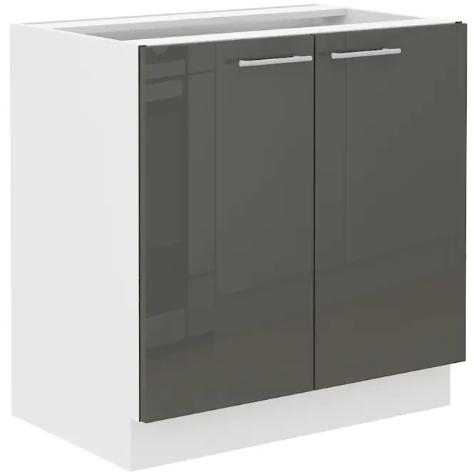 Konyhaszekrény Lara 80zl 2f Bb Mdf szürke fényes