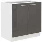 Konyhaszekrény Lara 80d 2f Bb Mdf szürke fényes