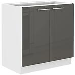 Konyhaszekrény Lara 80d 2f Bb Mdf szürke fényes