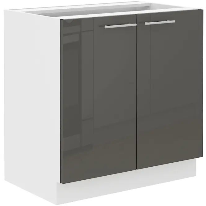 Konyhaszekrény Lara 80d 2f Bb Mdf szürke fényes