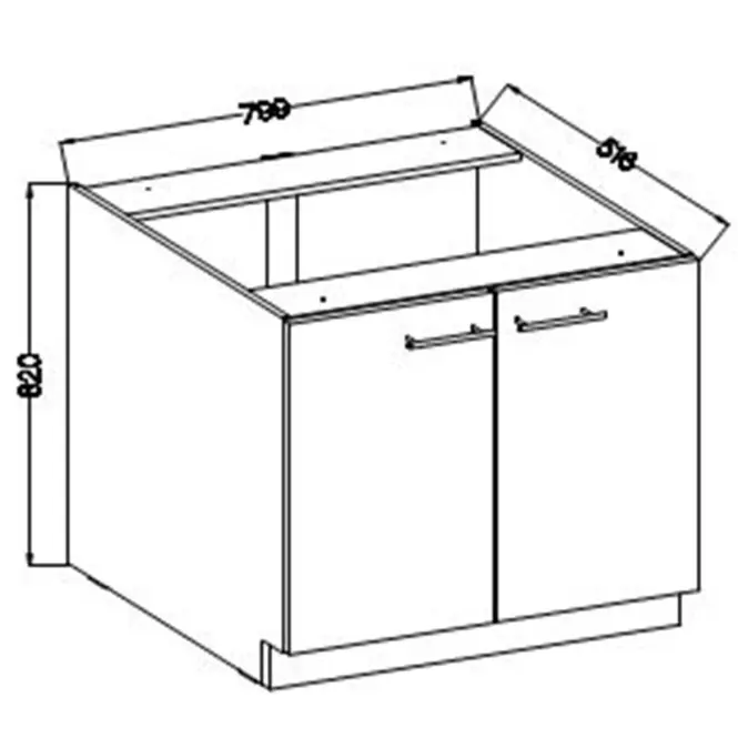 Konyhaszekrény Lara 80d 2f Bb Mdf szürke fényes