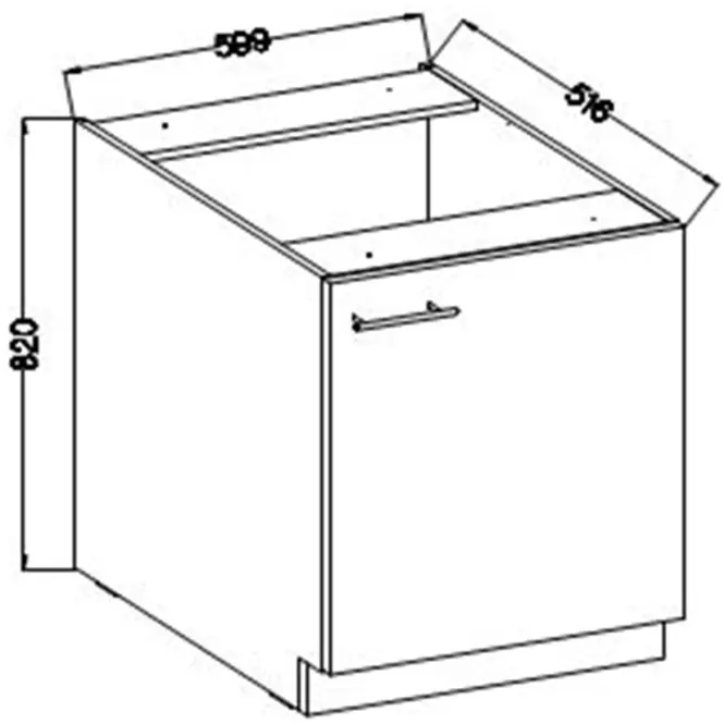 Konyhaszekrény Lara 60d 1f Bb Mdf szürke fényes,2