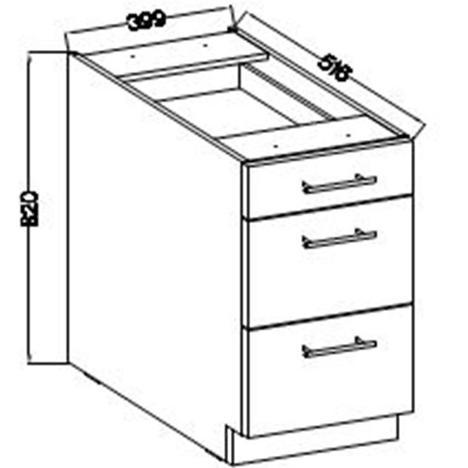 Konyhaszekrény Lara 40d 3s Bb Mdf Szary fényes,2