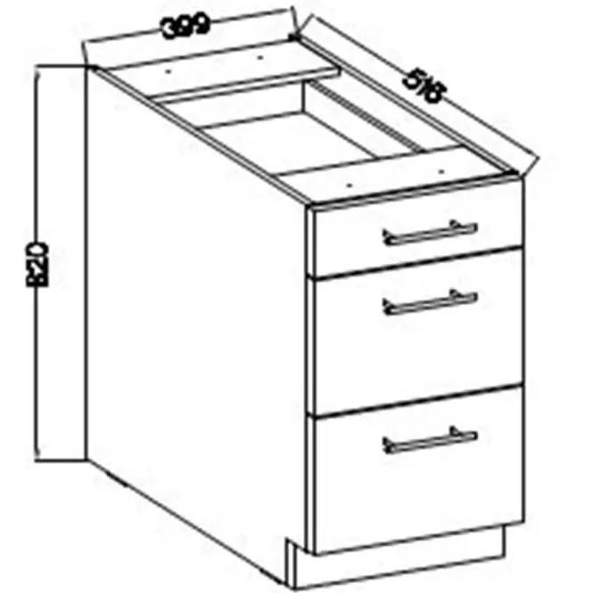 Konyhaszekrény Lara 40d 3s Bb Mdf szürke fényes