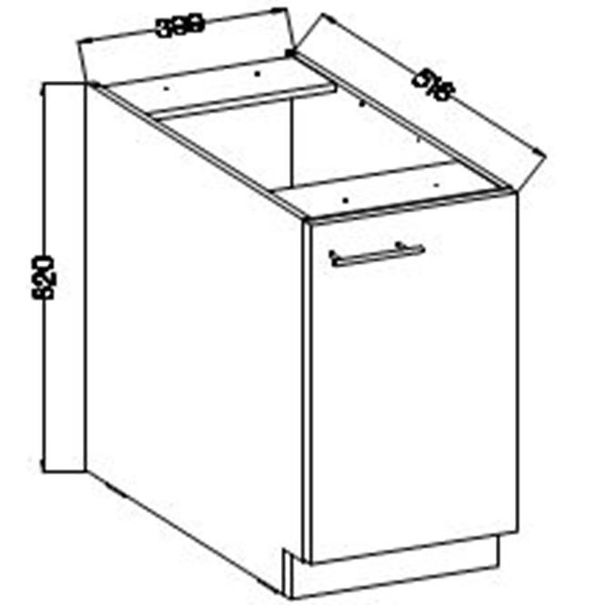 Konyhaszekrény Lara 40d 1f Bb Mdf Szary fényes,2