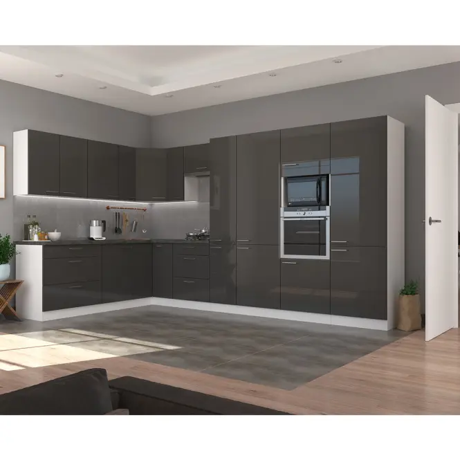 Konyhaszekrény Lara 60d Gaz Bb Mdf szürke fényes,5