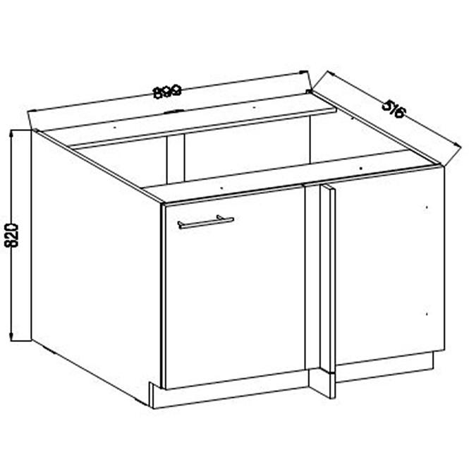 Konyhaszekrény Lara105 Nd 1f Bb Mdf Szary fényes