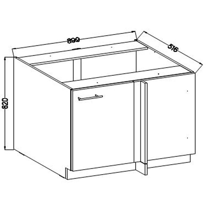 Konyhaszekrény Lara105 Nd 1f Bb Mdf szürke fényes,2