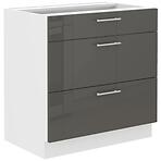 Konyhaszekrény Lara 80d 3s Bb Mdf szürke fényes