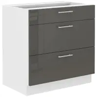 Konyhaszekrény Lara 80d 3s Bb Mdf szürke fényes