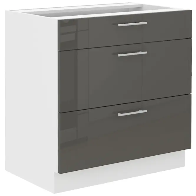 Konyhaszekrény Lara 80d 3s Bb Mdf szürke fényes
