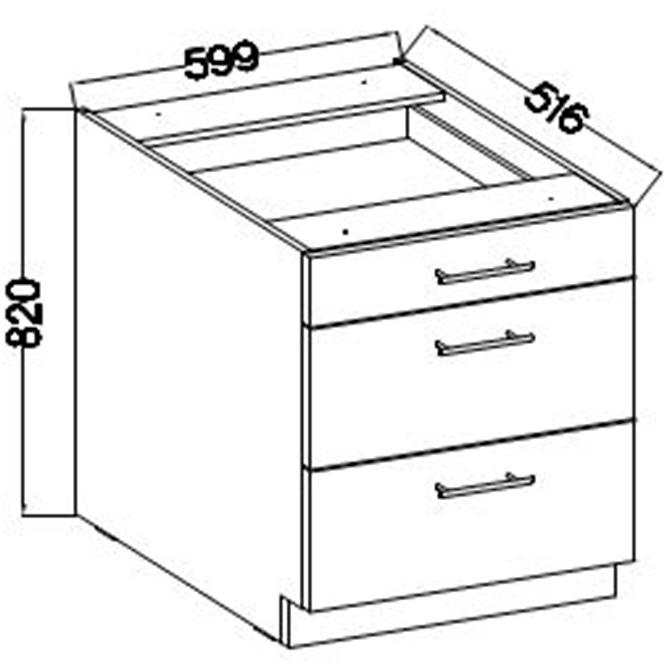 Konyhaszekrény Lara 60d 3s Bb Mdf Szary fényes