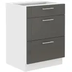 Konyhaszekrény Lara 60d 3s Bb Mdf szürke fényes