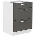 Konyhaszekrény Lara 60d 3s Bb Mdf szürke fényes