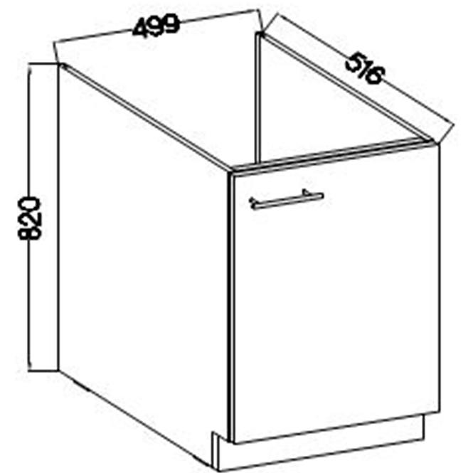 Konyhaszekrény Lara 50zl 1f Bb Mdf Szary fényes