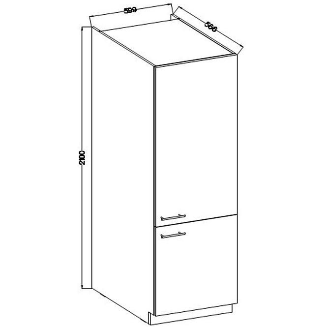 Konyhaszekrény Lara 60dk-210 2f Bb Mdf Szary fényes