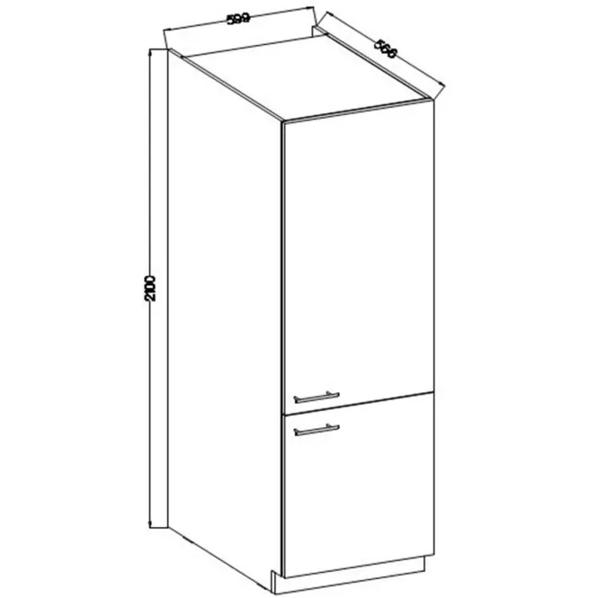 Konyhaszekrény Lara 60dk-210 2f Bb Mdf szürke fényes,2
