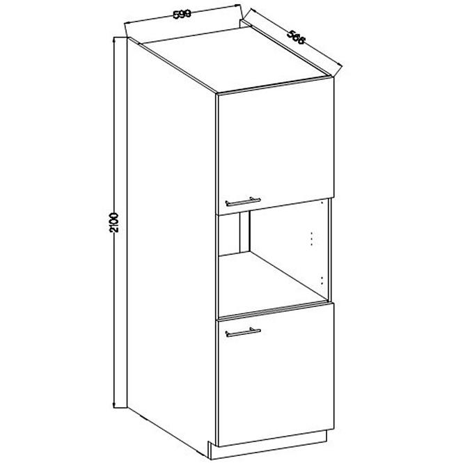 Konyhaszekrény Lara 60dp-210 2f Bb Mdf Szary fényes