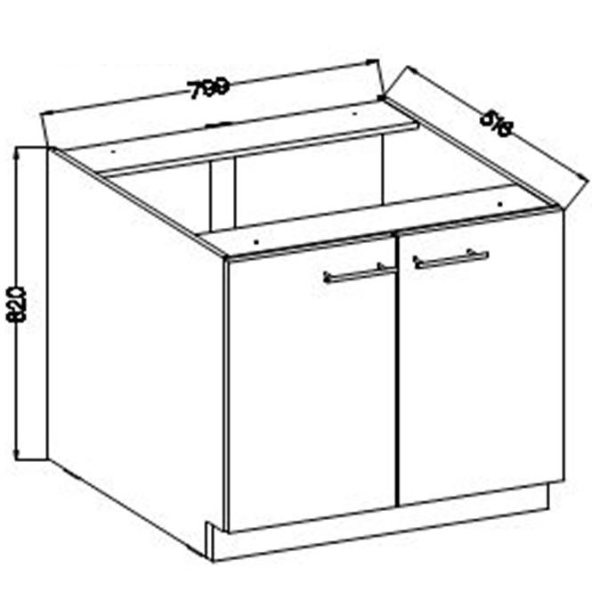 Konyhaszekrény Lara 80d 2f Bb Mdf Cappucino fényes
