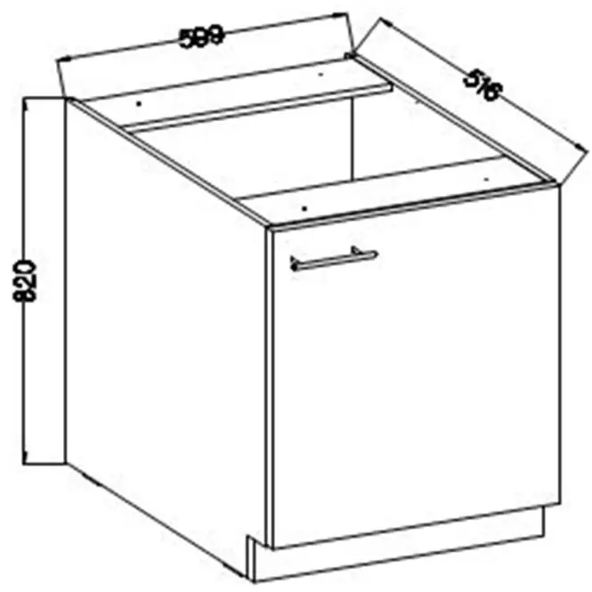 Konyhaszekrény Lara 60d 1f Bb Mdf Cappucino fényes,2