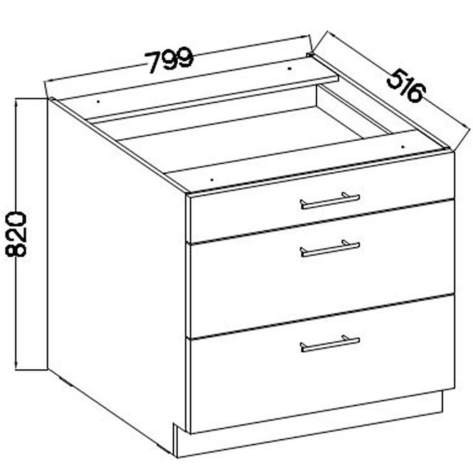 Konyhaszekrény Lara 80d 3s Bb Mdf Cappucino fényes