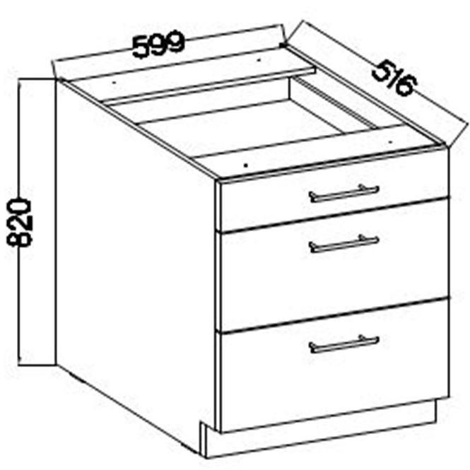Konyhaszekrény Lara 60d 3s Bb Mdf Cappucino fényes