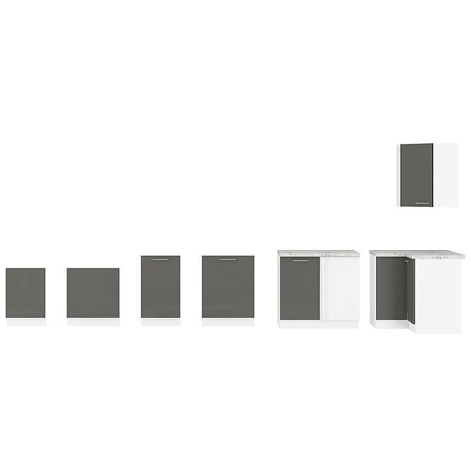 Konyhaszekrény Lara  Zm.713x596 Mdf szürke fényes,4