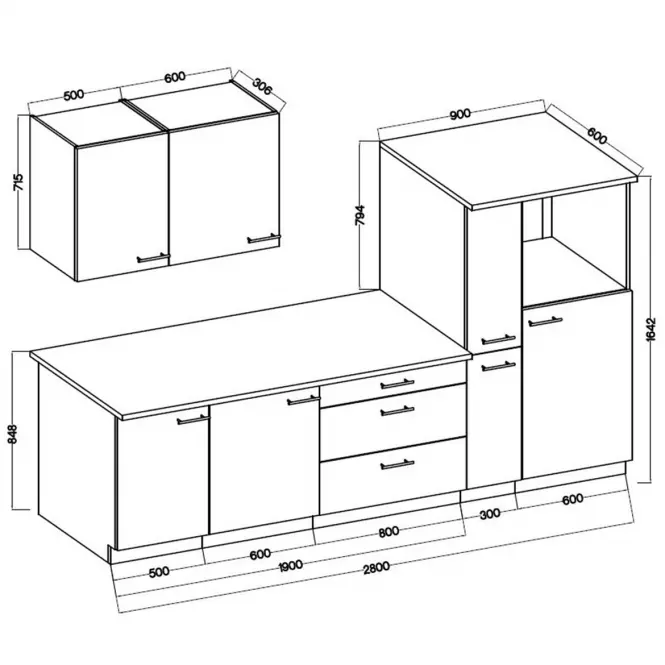 Konyhabútor Lara 280 Mdf  fehér fényes