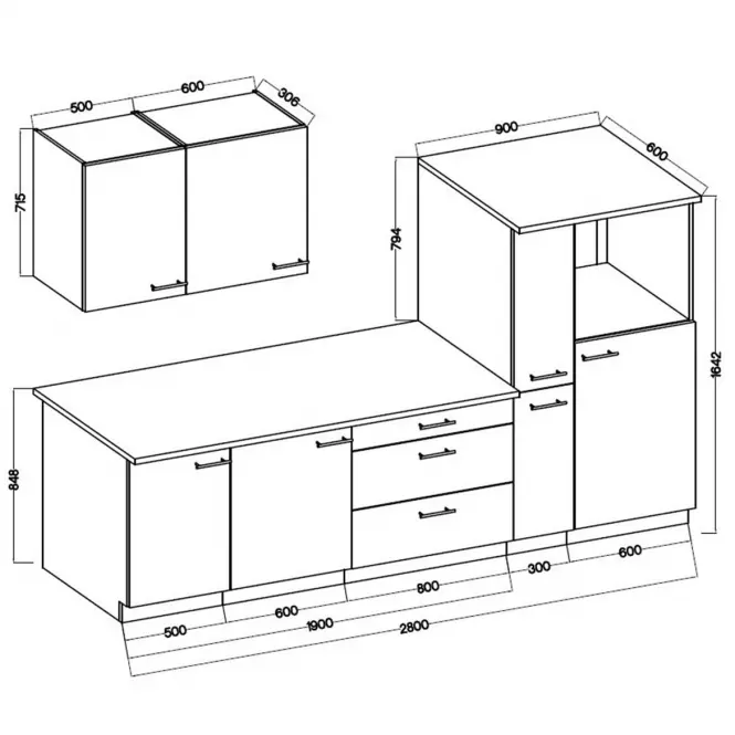 Konyhabútor Lara 280 Mdf szürke fényes