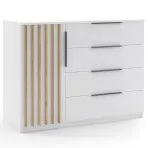 Komód Sorento 120x89x48 fehér/Lamel Karany kraft