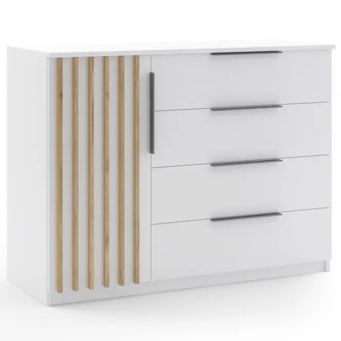 Komód Sorento 120x89x48 fehér/Lamel Karany kraft
