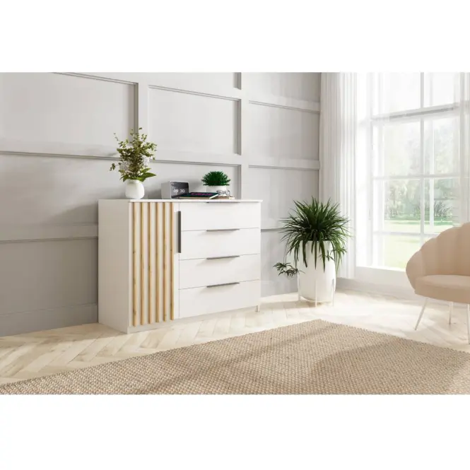 Komód Sorento 120x89x48 fehér/Lamel Karany kraft,3