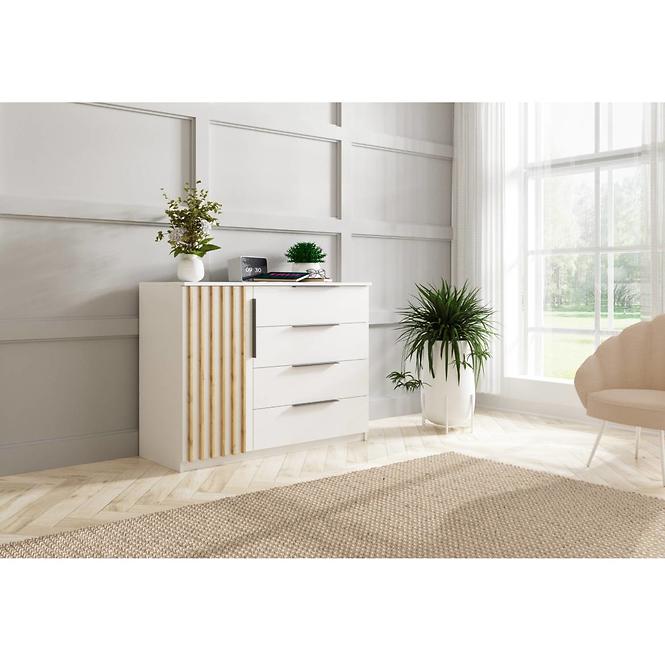 Komód Sorento 120x89x48 fehér/Lamel Karany kraft,3