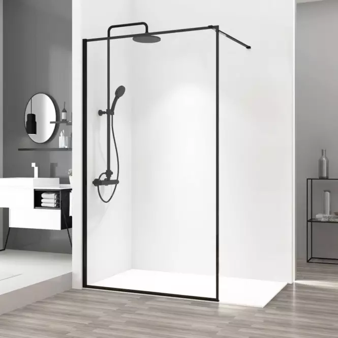 Zuhanyfal Walk-in Bler Rea K7637 80x195 black