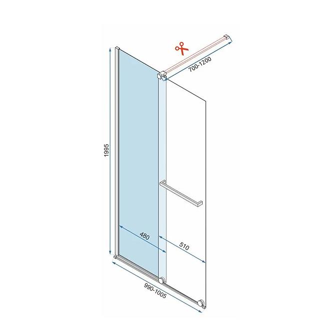 Zuhanyfal Walk-in Cortis Rea K7210 100x200 króm