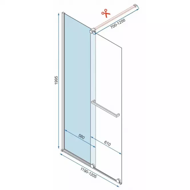 Zuhanyfal Walk-in Cortis Rea K7211 120x200 króm