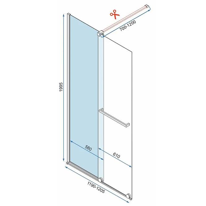 Zuhanyfal Walk-in Cortis Rea K7211 120x200 króm