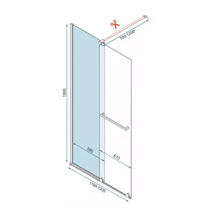 Zuhanyfal Walk-in Cortis Rea K8880 120x200 black